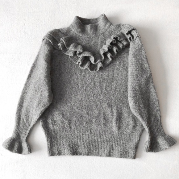 ZARA Ruffled bib Knit Sweater - Picture 1 of 10